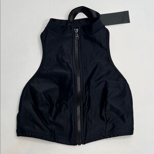 NWT Daniela Corte black high neck zipper bikini swim top size medium